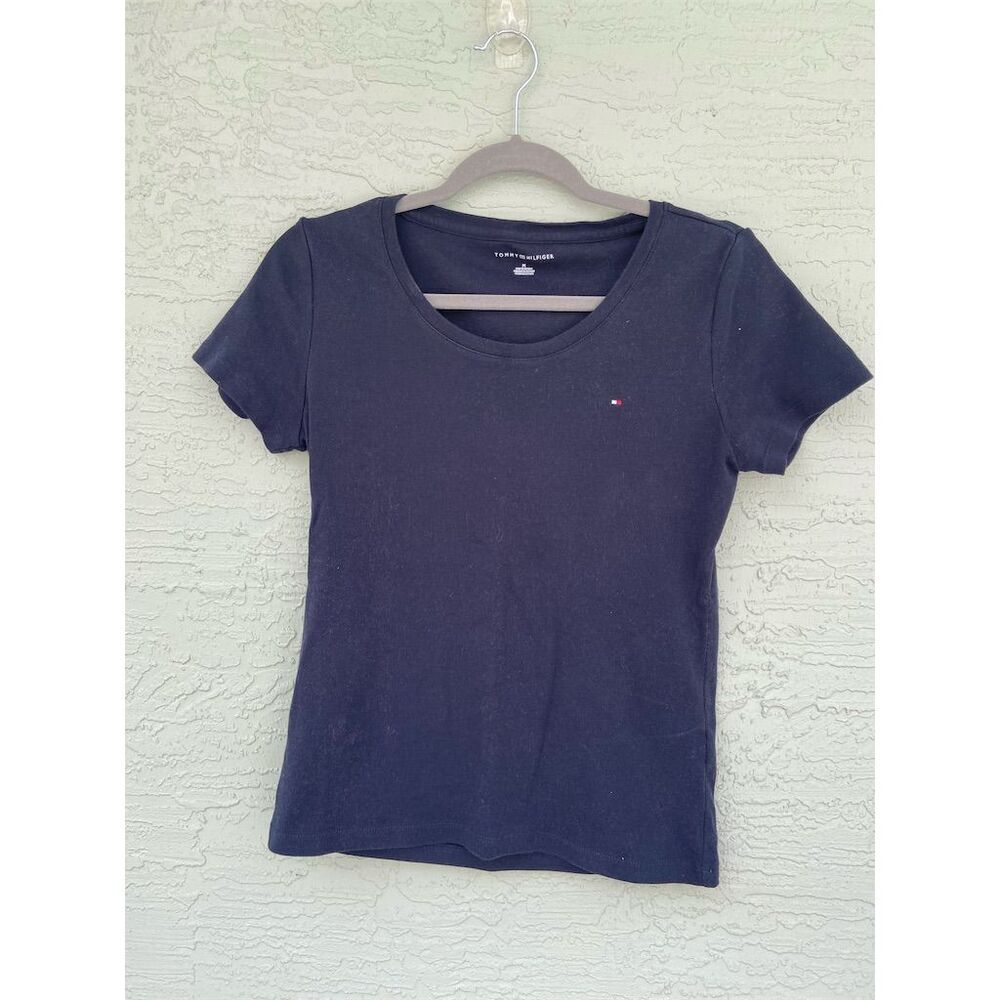 Tommy Hilfiger Women's M Blue Crew Neck T-Shirt Short Sleeve Casual Standard